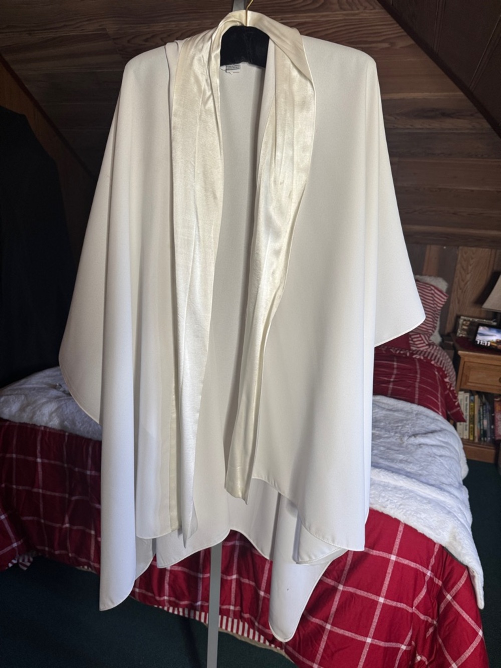 Ivory Chiffon Cape Shawl Wrap Sheer Formal Cover Up Elegant Layer - Picture 2 of 2